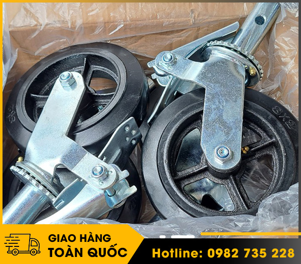 Bánh xe giàn giáo cao su gang đường kính 150 và 200 mm